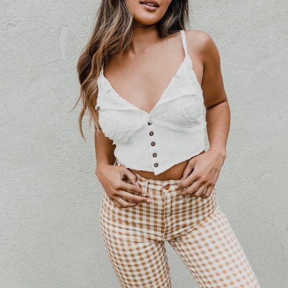 NWT Free People Have My Heart Cropped Tank Painted White - Picture 3 of 14